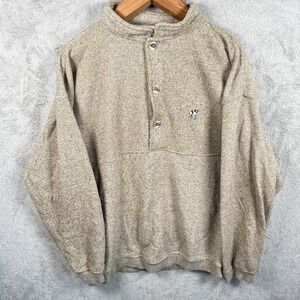 Big Dogs Henley Sweater Mens XL Grunge Pullover Heavy Spell Out Vintage Y2K Tan